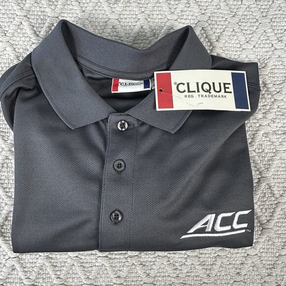 Clique ACC Performance Polo Shirt XL Gray Embroidered Dri-Fit NWT - Picture 5 of 7